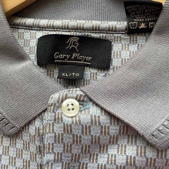Gary Player Men’s XL Golf Polo 3 button gray blue pattern 100% cotton casual - Picture 6 of 6